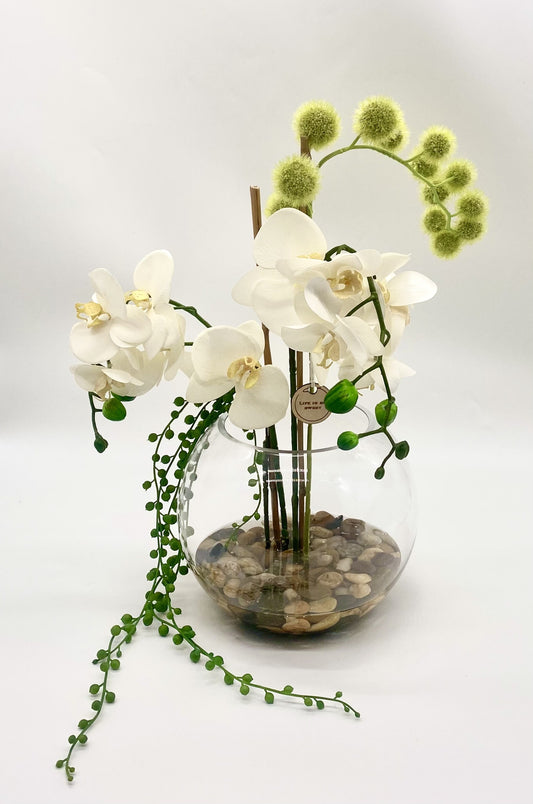 Elegant Real Touch Orchids in Riverstones: A Contemporary Delight!
