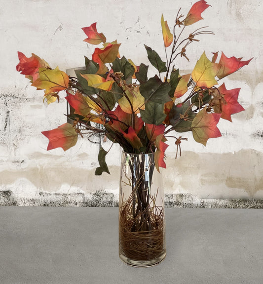Autumn Leaves: 60cm Tall Arrangement with Clear Resin or 'Birds Nest' Look