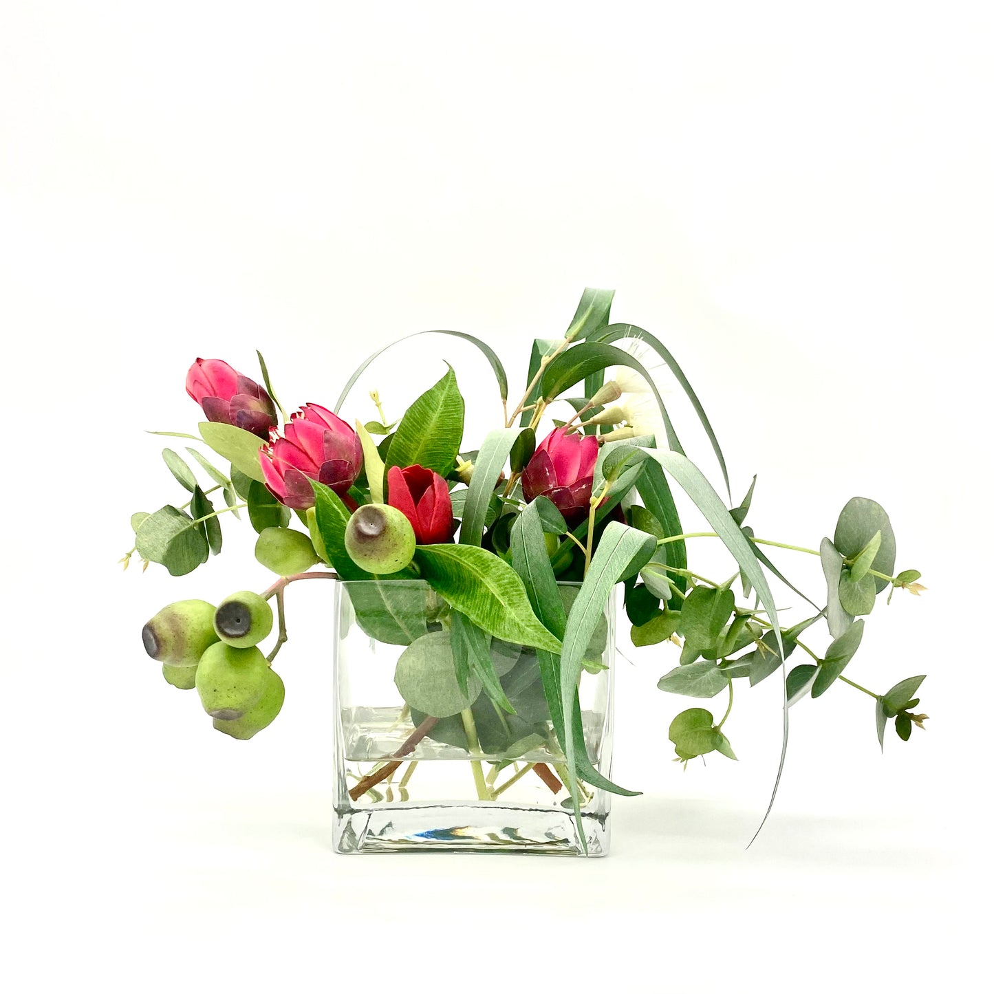 The Protea and Native One: A Fresh and Crisp Native Arrangement with a Pop of Red