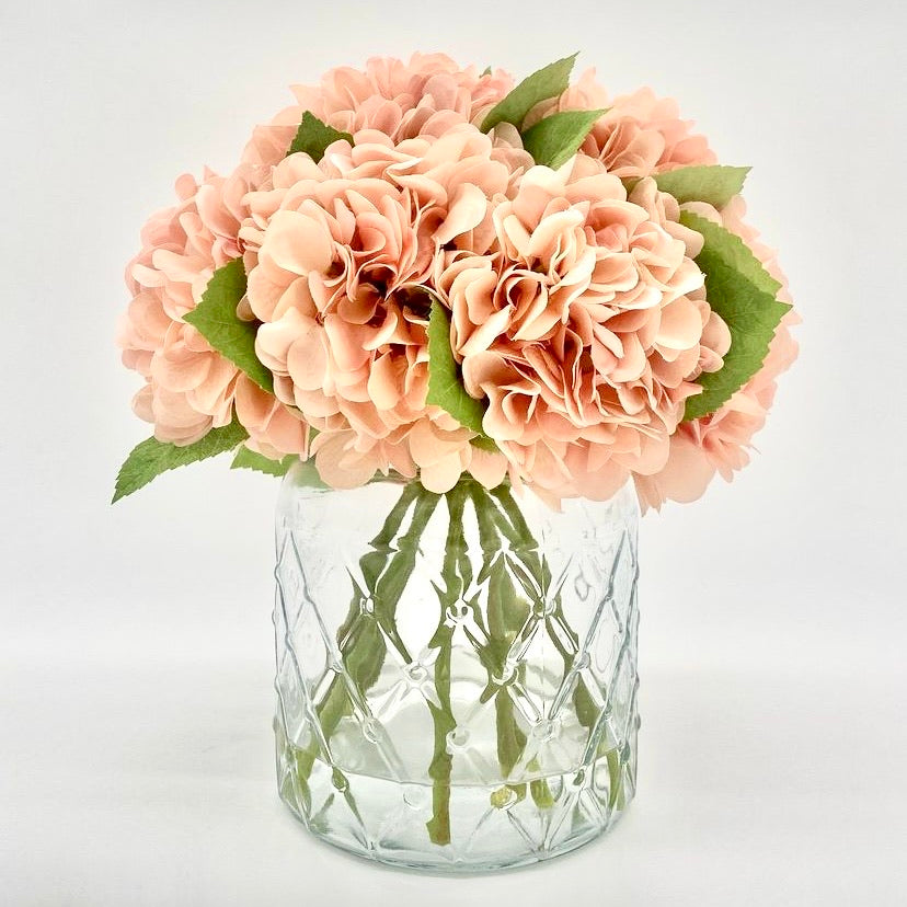 The Big Hydrangea One - Real Touch Hydrangeas in a Blush-Toned Vase